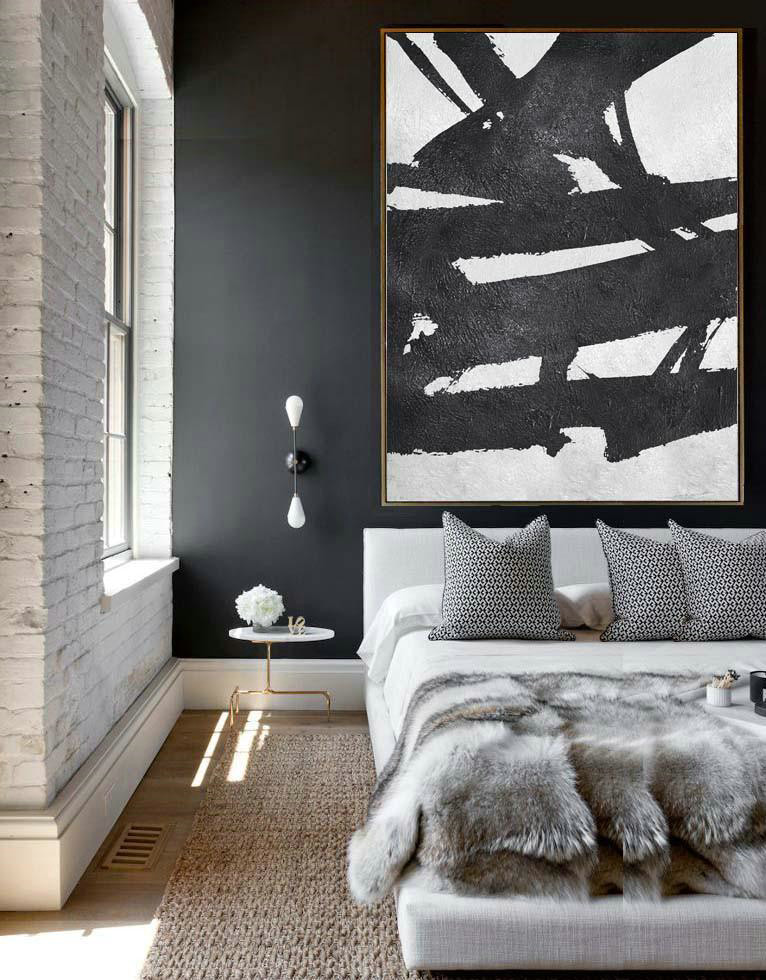 Original Painting Hand Made Large Abstract Art,Black And White Minimal Painting On Canvas,Original Abstract Art Paintings #I0V2